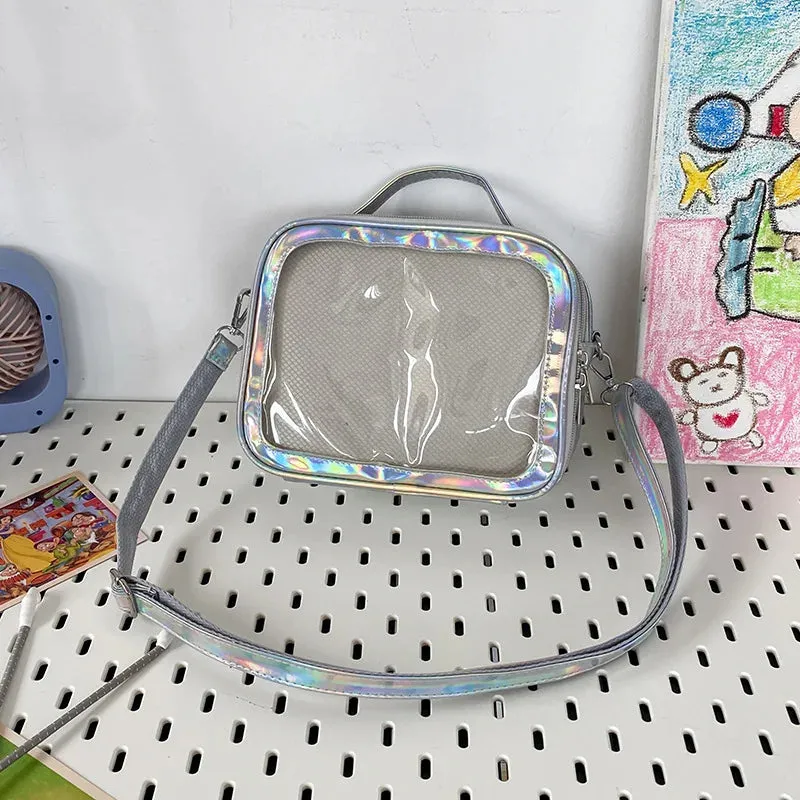Sohiwoo Women Shoulder Bag Transparent Square Small Lolita Ita Bag Casual All-match Japanese Style Handbag Ita Bag