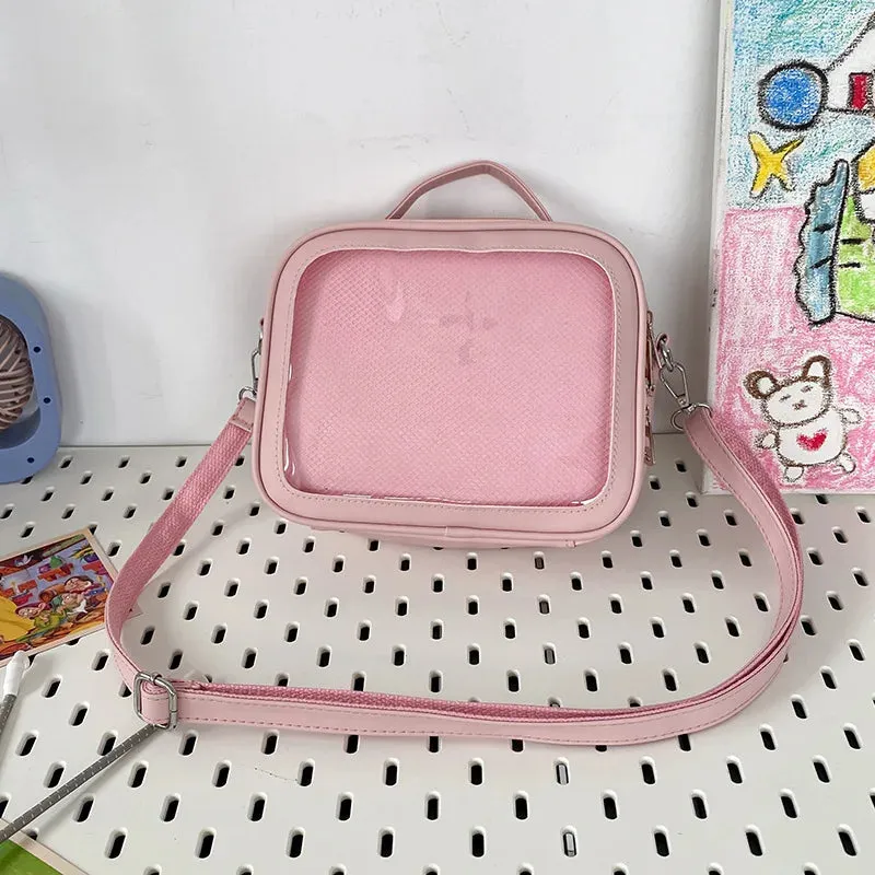 Sohiwoo Women Shoulder Bag Transparent Square Small Lolita Ita Bag Casual All-match Japanese Style Handbag Ita Bag