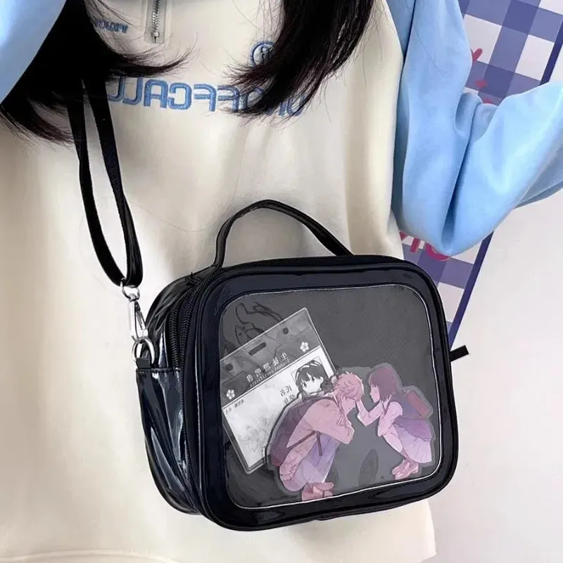 Sohiwoo Women Shoulder Bag Transparent Square Small Lolita Ita Bag Casual All-match Japanese Style Handbag Ita Bag