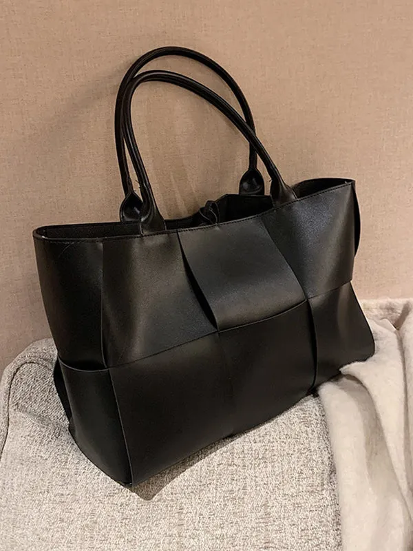 Solid Color Split-Joint Tote Bags Handbags Bags