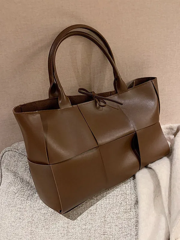 Solid Color Split-Joint Tote Bags Handbags Bags