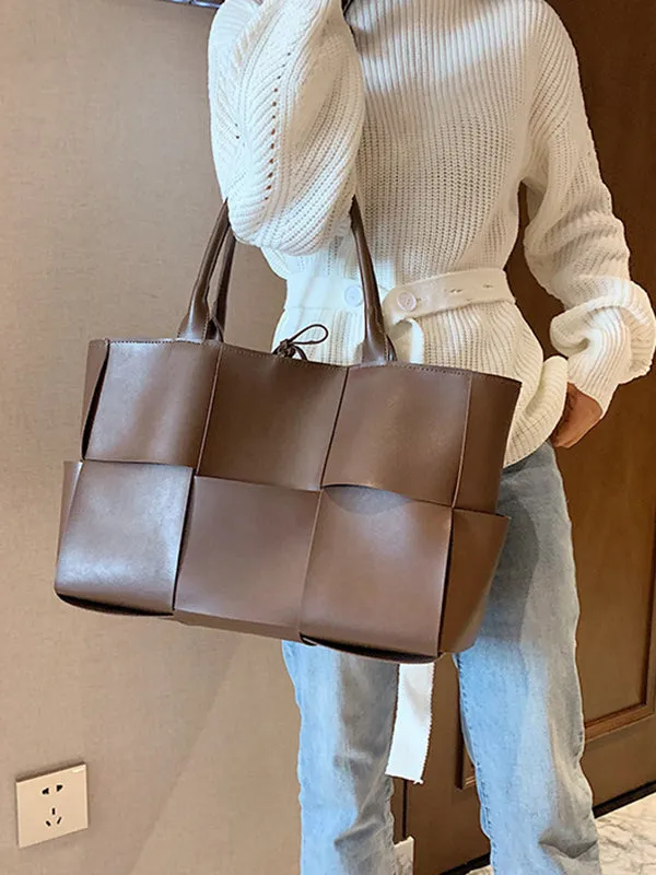 Solid Color Split-Joint Tote Bags Handbags Bags