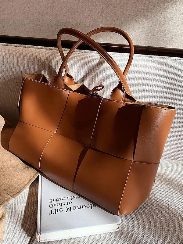 Solid Color Split-Joint Tote Bags Handbags Bags