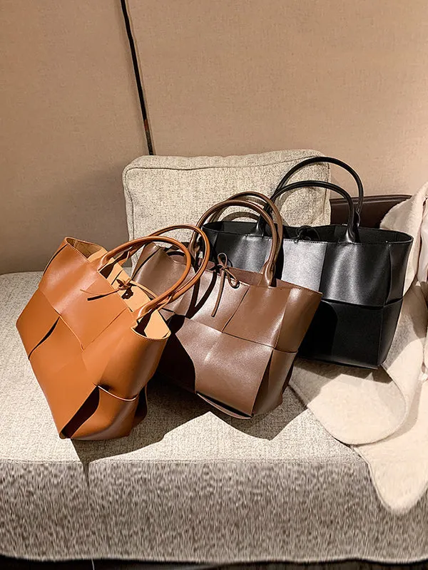 Solid Color Split-Joint Tote Bags Handbags Bags