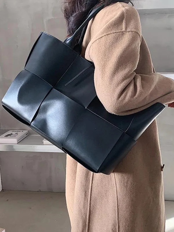 Solid Color Split-Joint Tote Bags Handbags Bags
