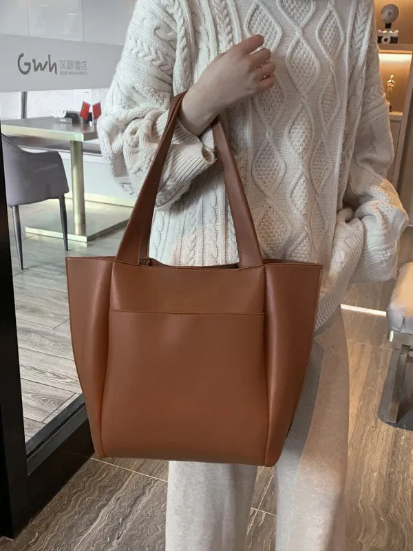 Solid Color Split-Joint Tote Bags Shoulder Bags Bags