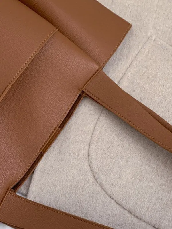 Solid Color Split-Joint Tote Bags Shoulder Bags Bags