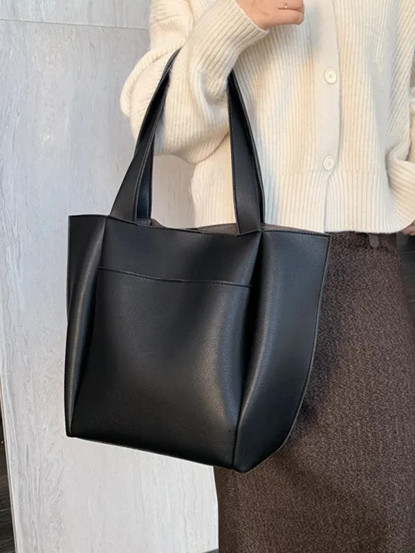 Solid Color Split-Joint Tote Bags Shoulder Bags Bags