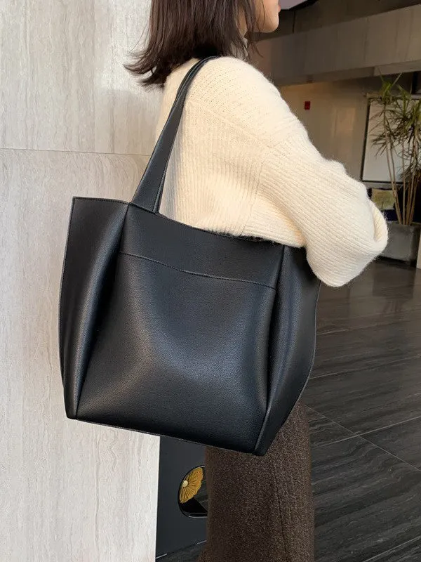 Solid Color Split-Joint Tote Bags Shoulder Bags Bags