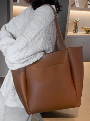 Solid Color Split-Joint Tote Bags Shoulder Bags Bags