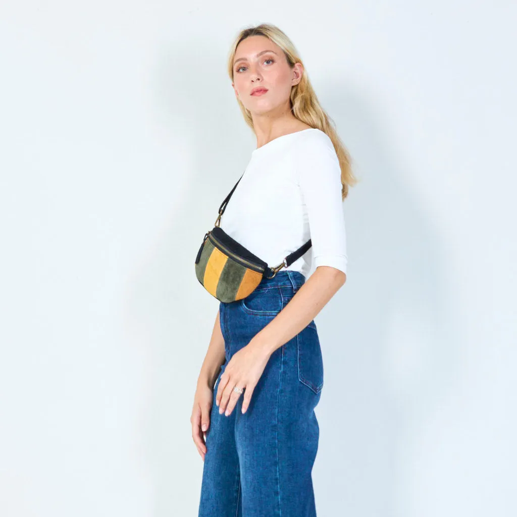 Striped suede crossbody bag wholesale