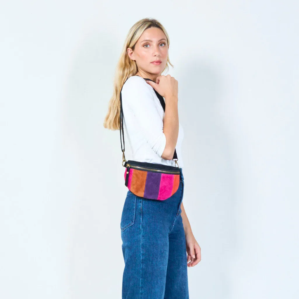 Striped suede crossbody bag wholesale
