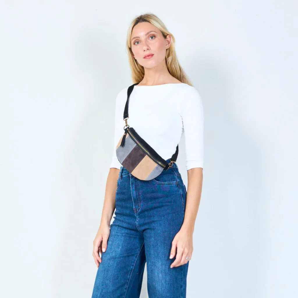 Striped suede crossbody bag wholesale