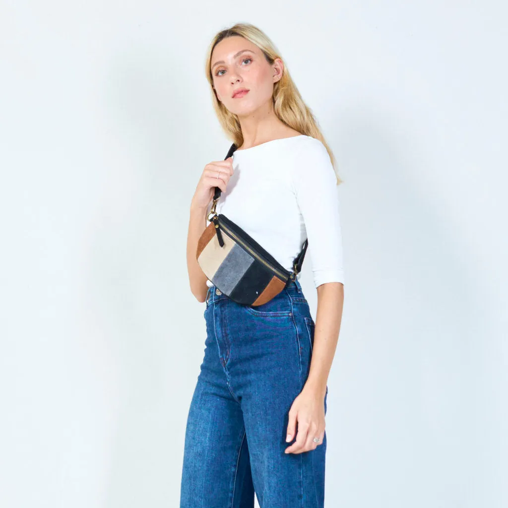 Striped suede crossbody bag wholesale