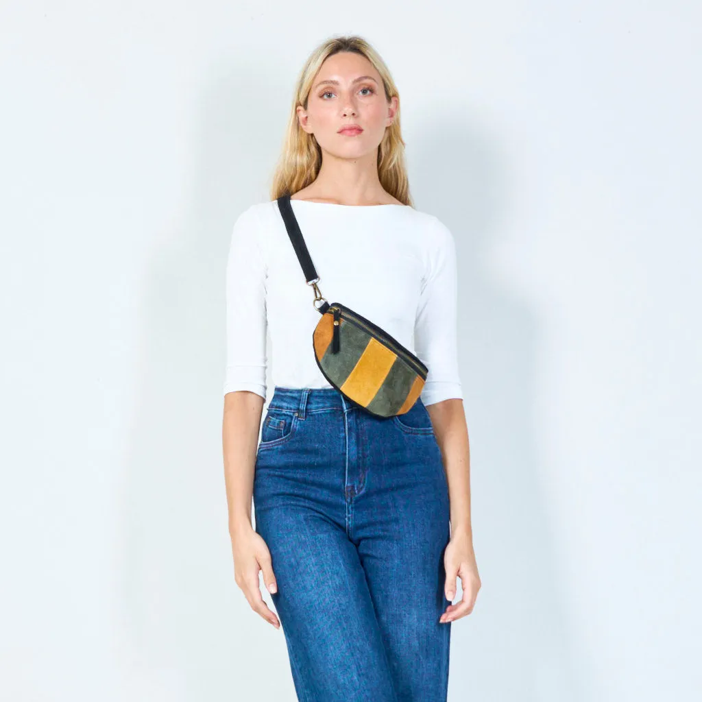 Striped suede crossbody bag wholesale