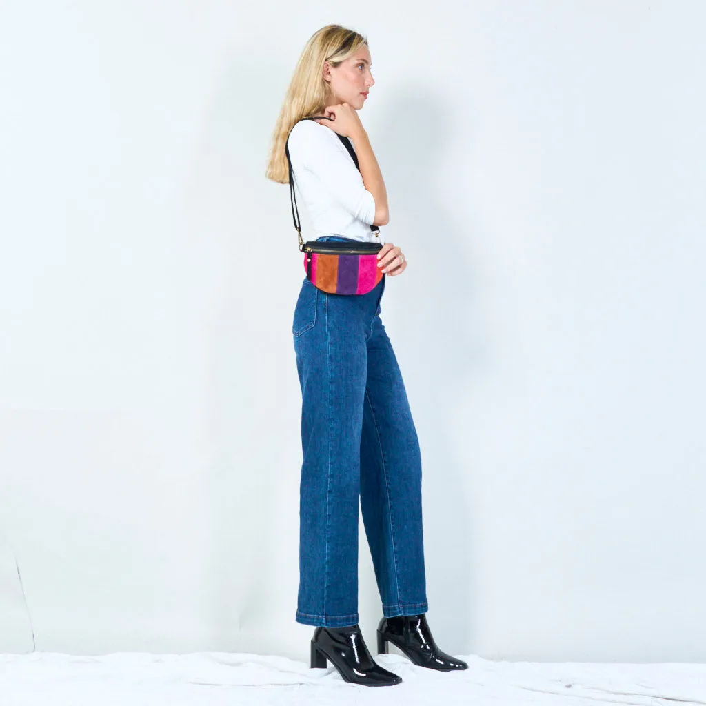 Striped suede crossbody bag wholesale