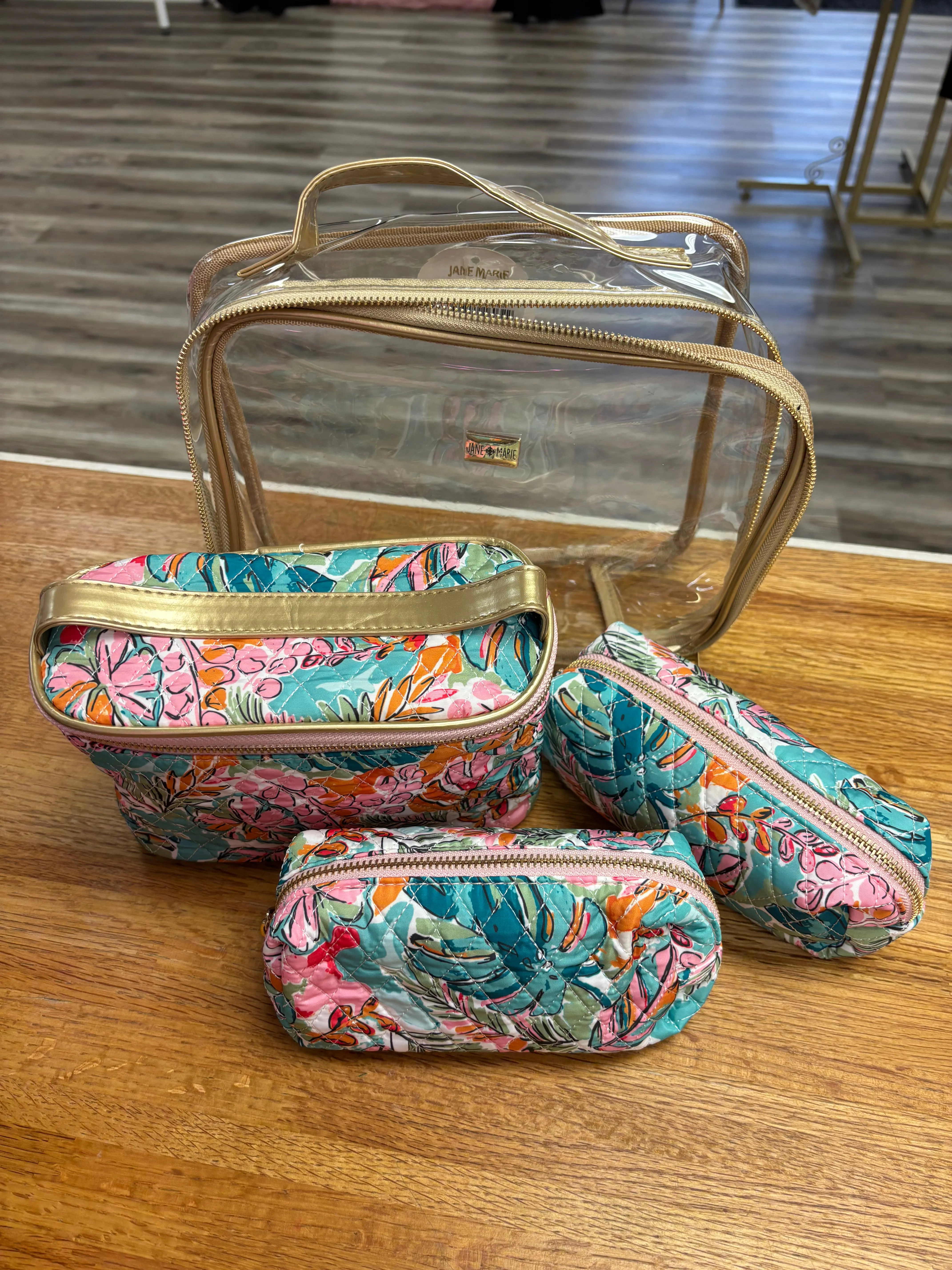 Tropical Dream Clear Toiletry Travel Case with 3 inserts