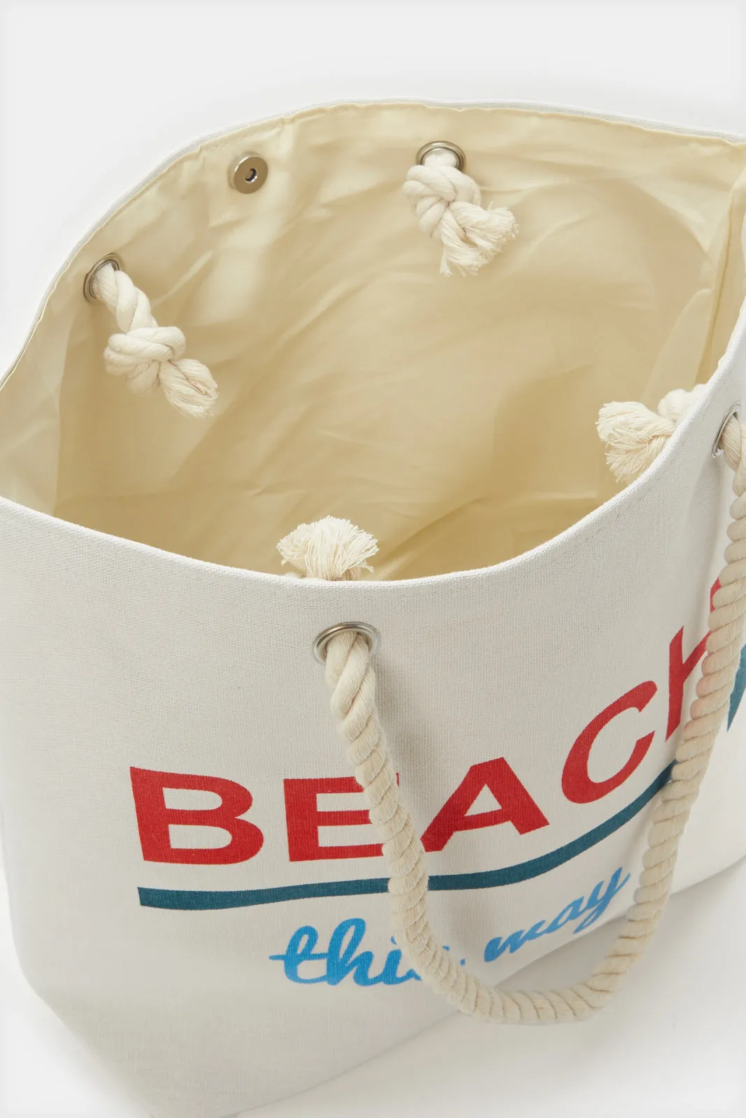 Women Beige Printed Beach Bag