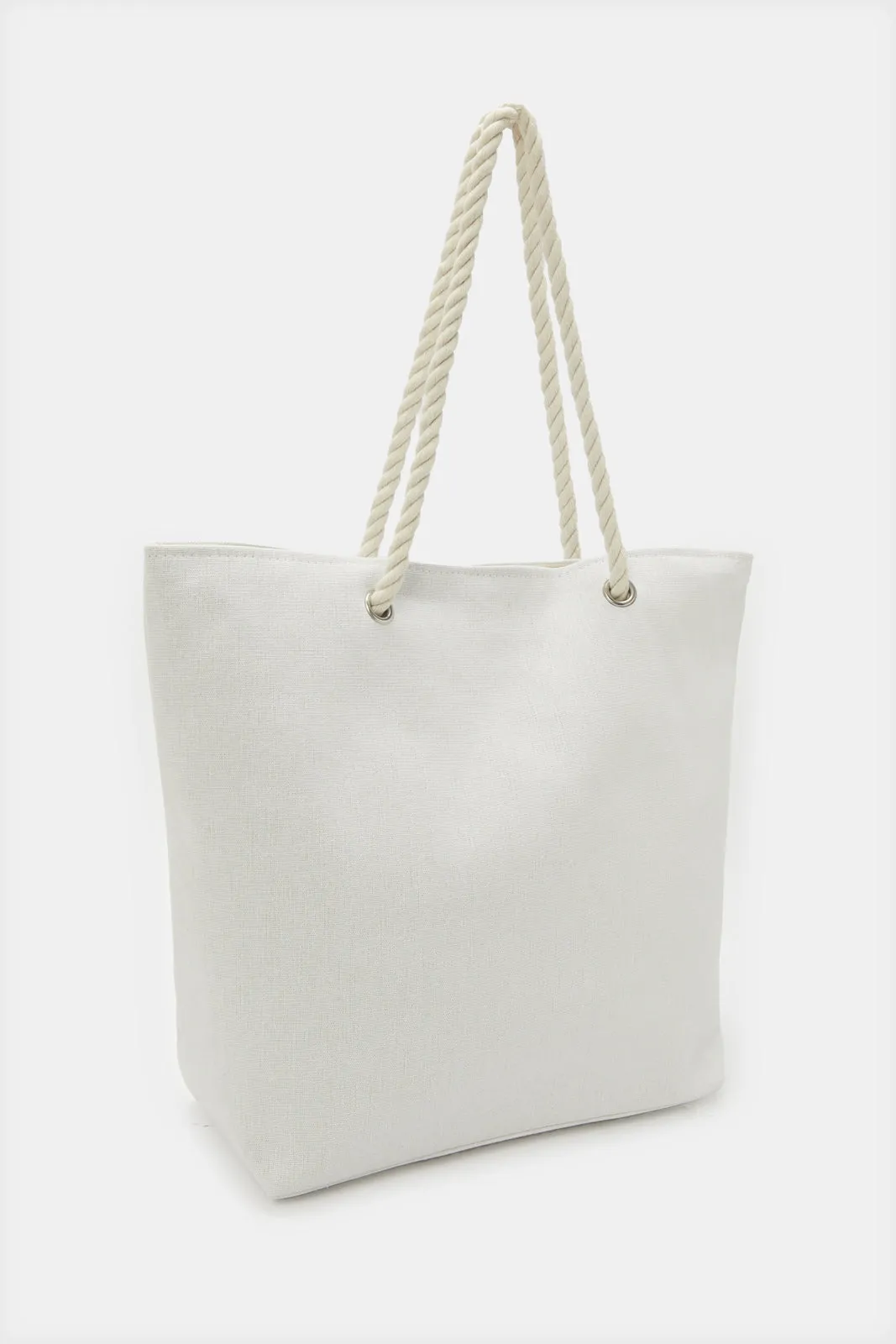 Women Beige Printed Beach Bag