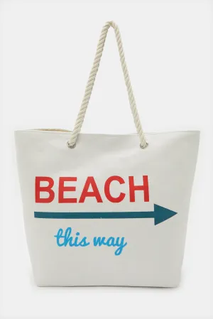 Women Beige Printed Beach Bag