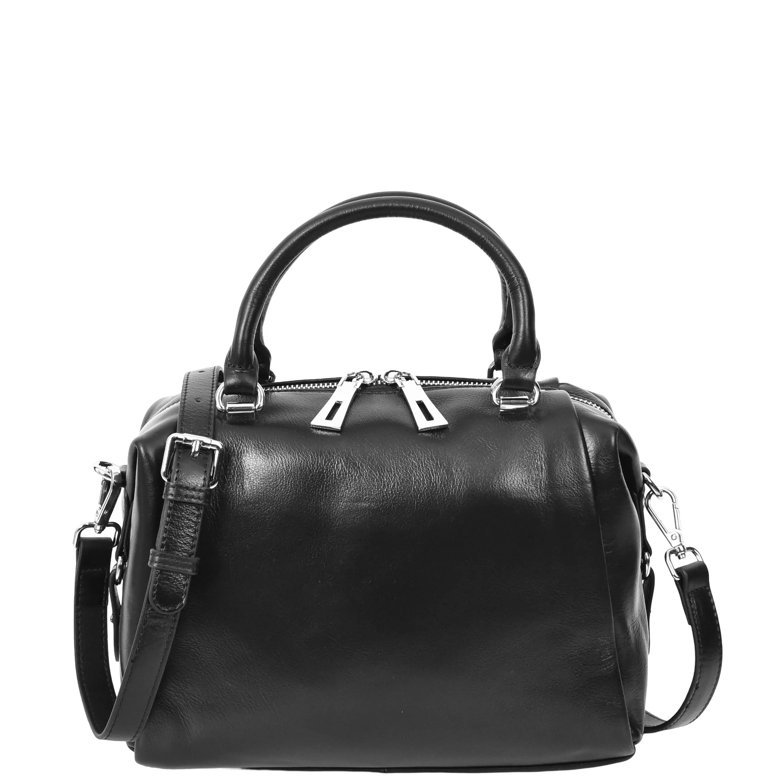 Women Real Leather Handbag Small Casual Outgoing Style Grab Handles A393 Black