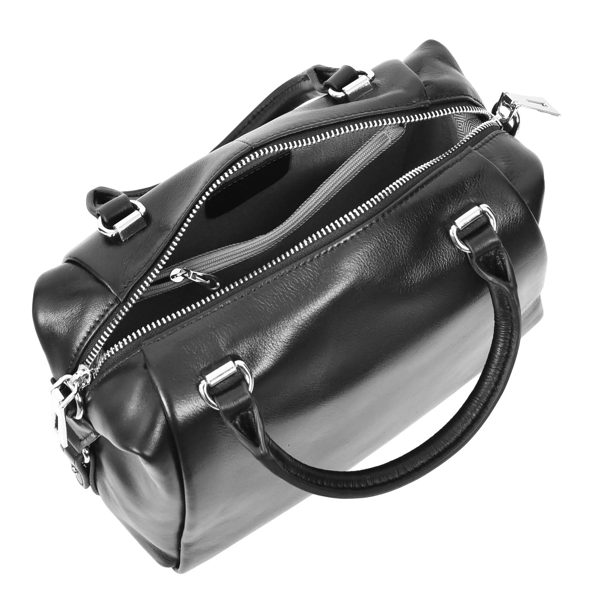 Women Real Leather Handbag Small Casual Outgoing Style Grab Handles A393 Black