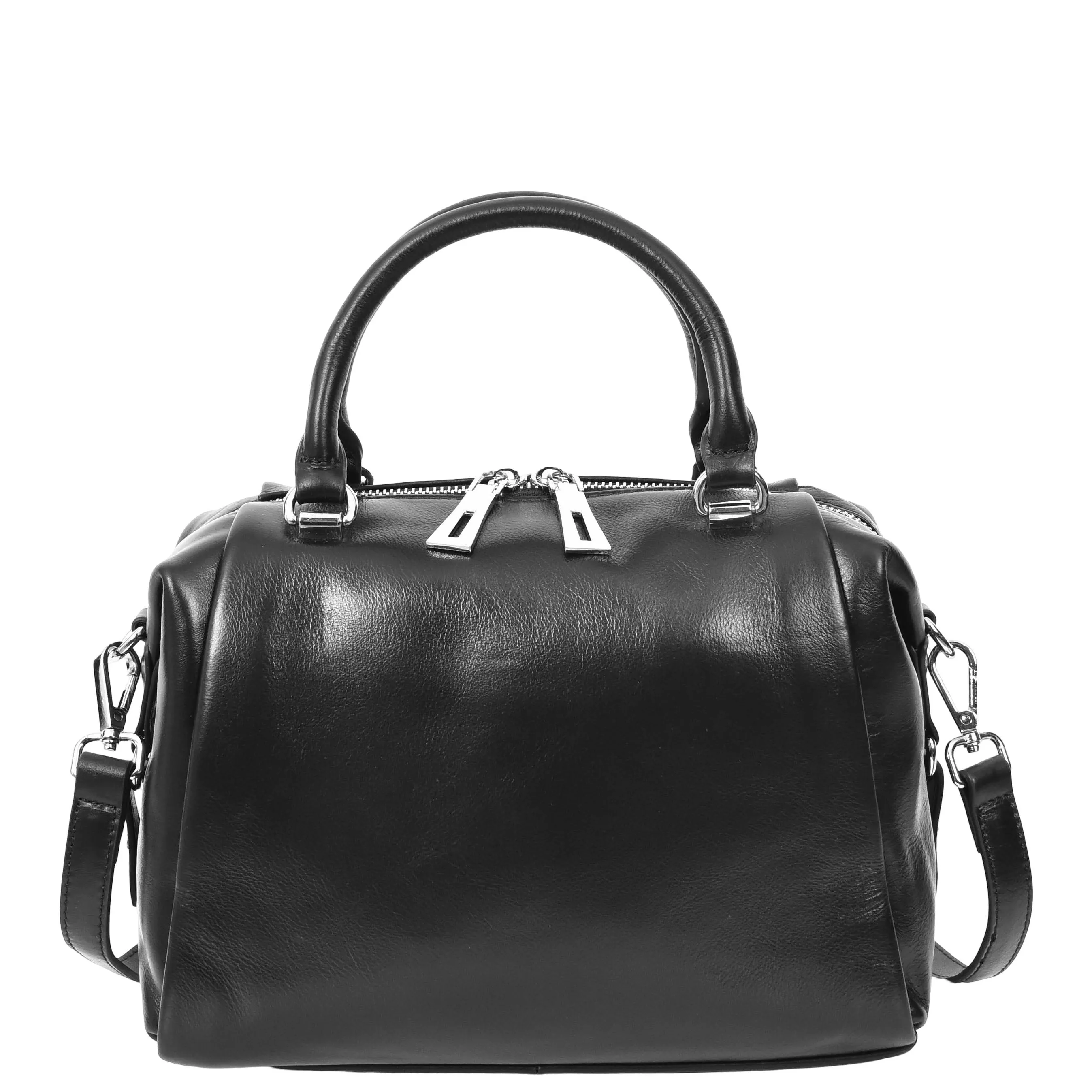 Women Real Leather Handbag Small Casual Outgoing Style Grab Handles A393 Black