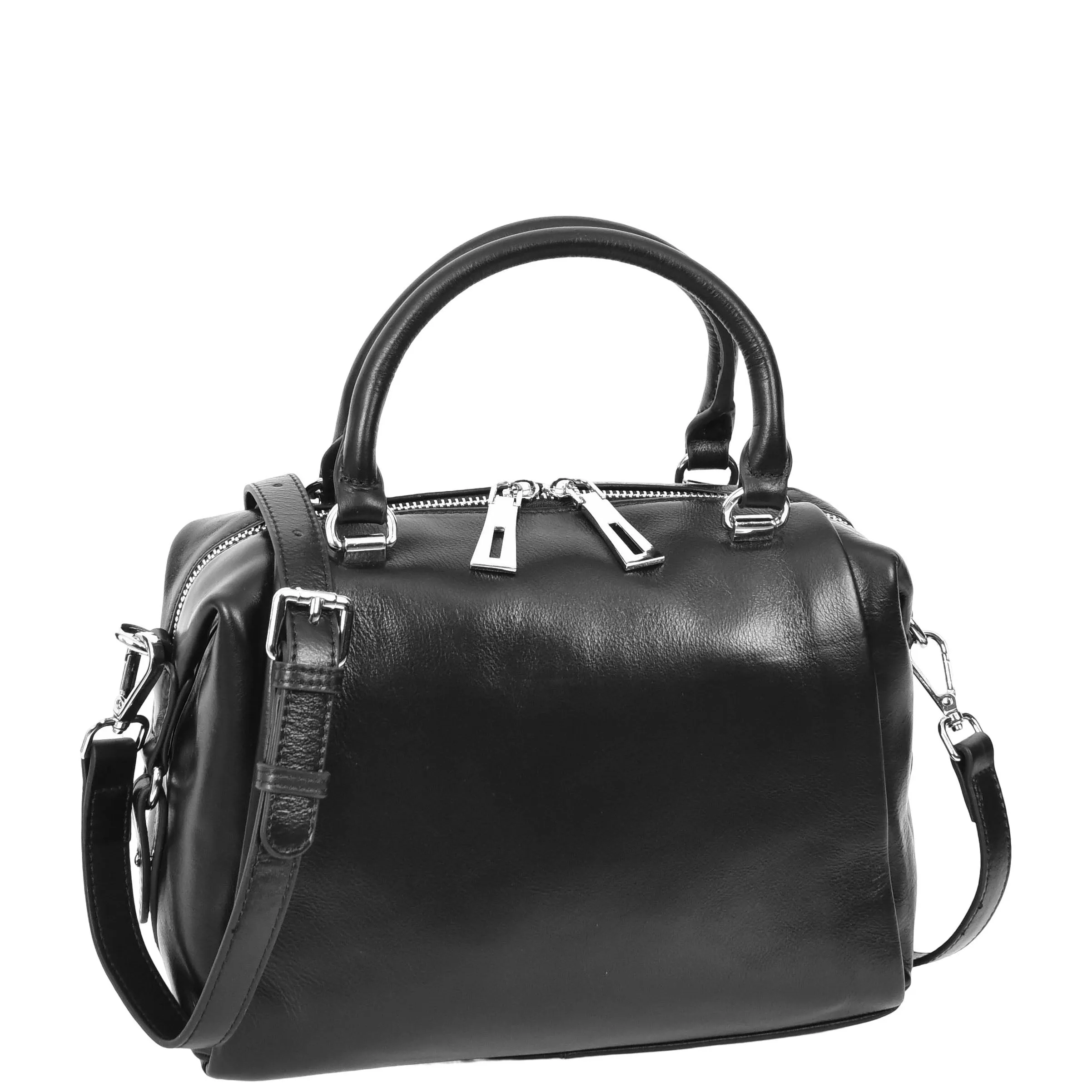 Women Real Leather Handbag Small Casual Outgoing Style Grab Handles A393 Black