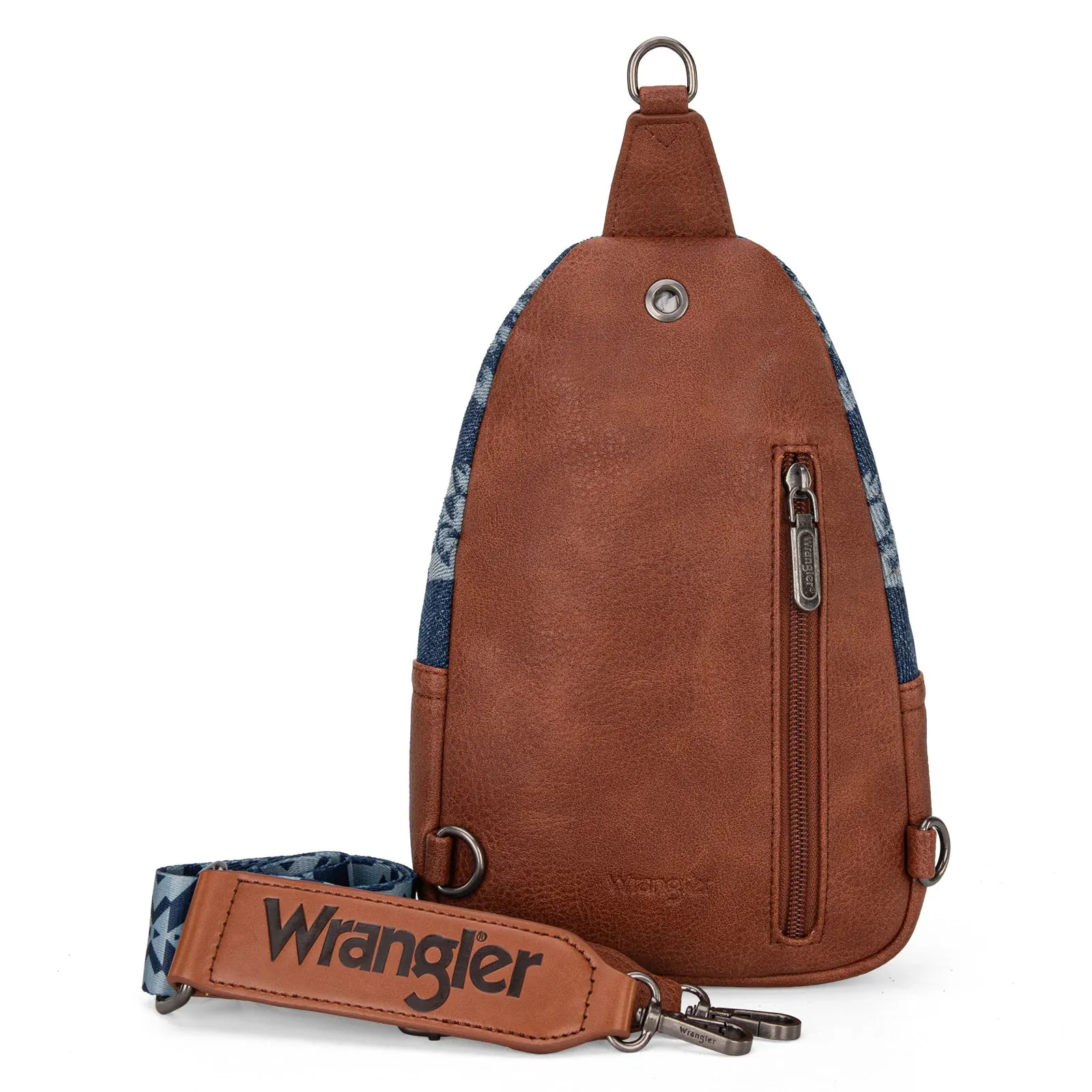 Wrangler Southwestern Print Small Canvas Sling Bag/Crossbody/Chest Bag - Jean